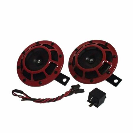 AFTERMARKET HELLA 003399801 Supertone Universal 12V High Tone/Low Tone Twin Horn Kit Red ELL70-0074